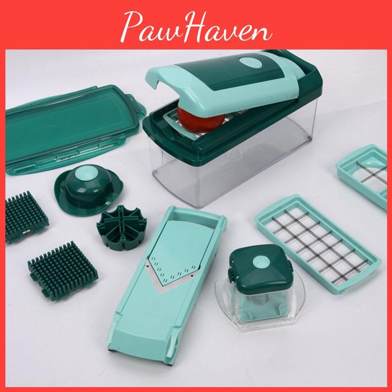 Compact Multi-functional Easy Food Chopper Vegetable Cutter Slicer With Green Durable Design For Effortless Vegetable Preparation And Storage