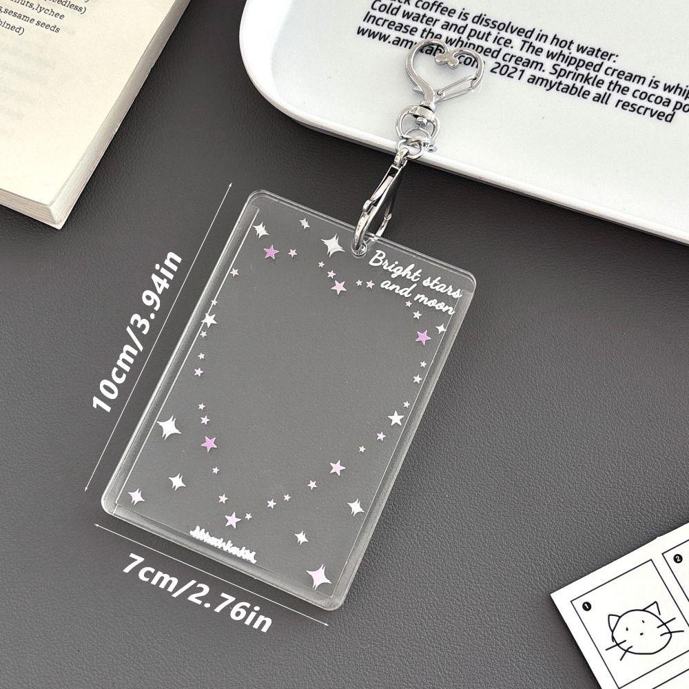 Acrylic Photocard Holder Heart Star Pattern With Keychain Photo Card Protector 3-inch Kpop Idol Card Kpop Idol Card Holder