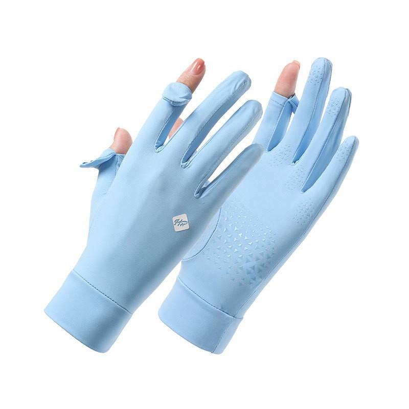 UV Protection Driving Gloves Women Lightweight Ice Silk Long Finger Anti-Slip Touchscreen Compatible Outdoor Cycling
