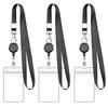 1PC Card Holder Transparent Card Sleeve with Retractable Hang Rope Vertical/Horizontal Available Work Cards Storage Supplies ZYF