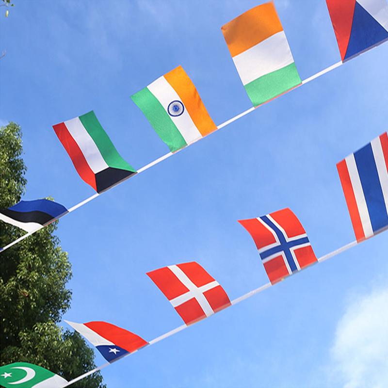 Aerlxemrbrae 14*21cm String flag 32 countries around the world nations flag small flag hanging flags