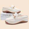 Soft Leather Summer Hollow Comfortable Breathable Middle and Old Baotou Drag and Pedal Versatile Thick-soled Non-slip Casual Shoes