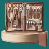 42pcs Pedicure Kit Modern Style Brown 42pcs Stainless Steel Nail Clipper Set, Portable Pedicure and Ear Pick Tools, Home Use Nai