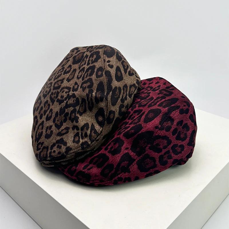 Vintage Leopard Print Visors Hats Air Permeable Casual Sun Protection Niche Style Peaked Hats All-Match Outdoor Use Fashion Street Style Ins Latest
