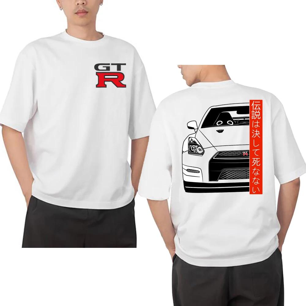 2025 New Summer Men Short Sleeve Skyline R34 GTR Line Art Illustration Classic T-Shirt Harajuku Japan Car Print Cool Boy Tees