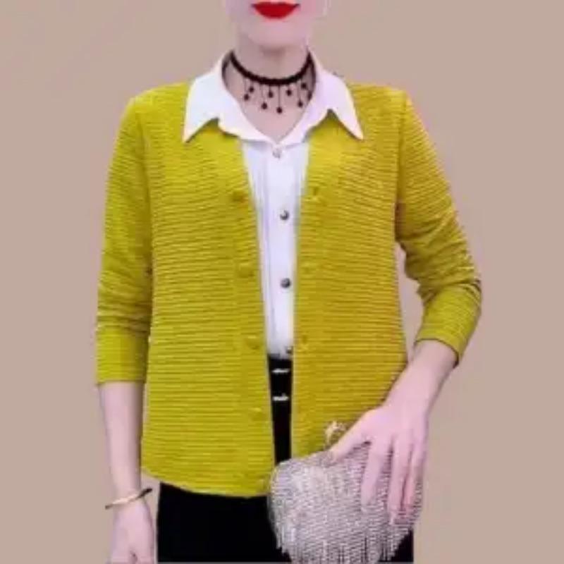 2025 Spring Autumn Temperament Fashionable Versatile Knitted Cardigan Long-sleeved Jacket Women's Autumn