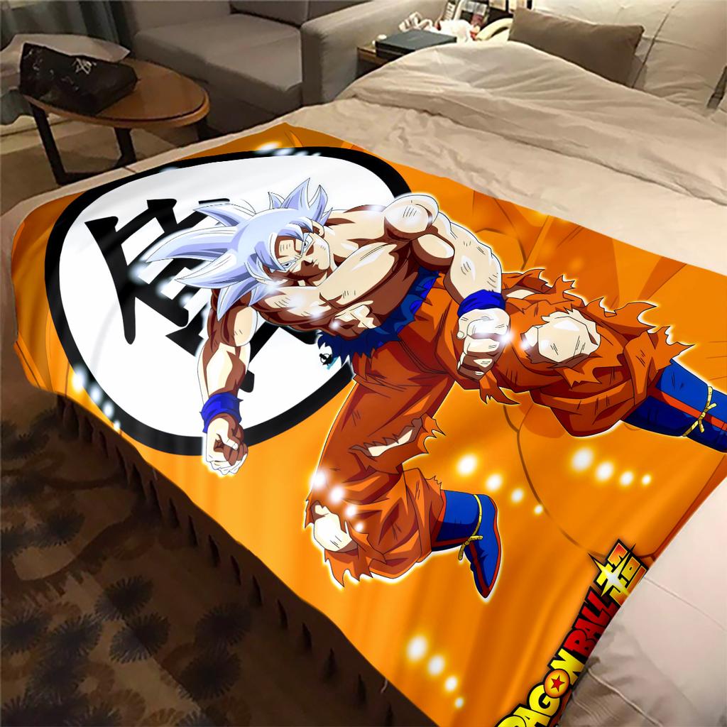 1 Stück Son Goku Druck Flanelldecke, Hohe Qualität für alle Jahreszeiten, Heimdekoration, Wärme und Komfort, Perfekt für Weihnachtsgeschenke