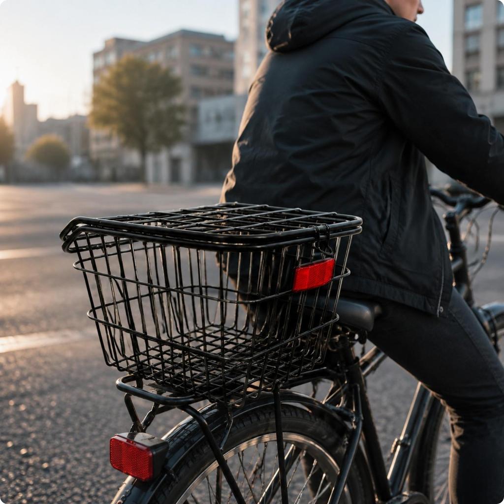 Metal Rear Cycle Basket with Lid Covered for Errands, Cycling Trips
