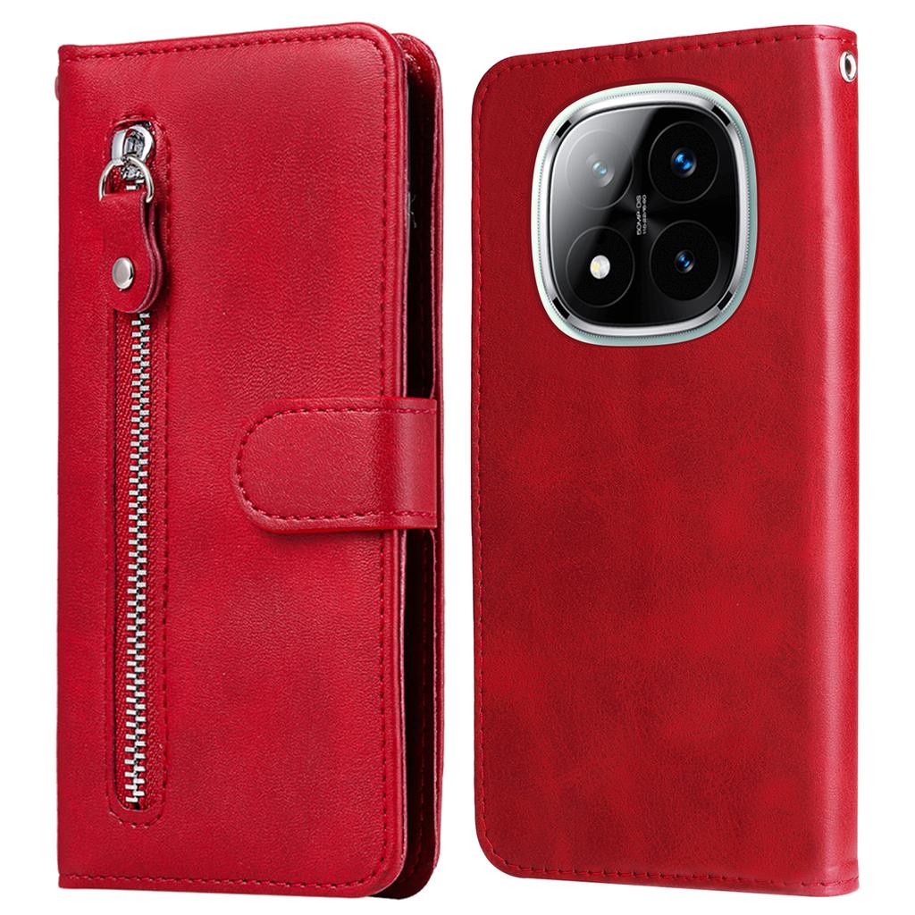 For Xiaomi Redmi Note 14 Pro+ 5G/Note 14 Pro 5G/Poco X7 5G Case Zipper Wallet Calf Texture PU Leather Phone Cover