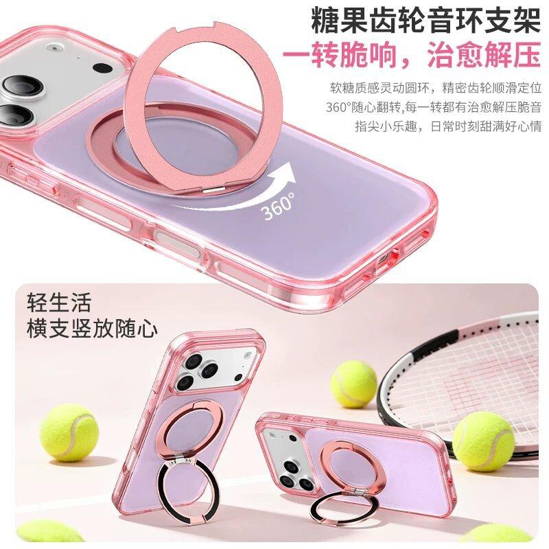 Applicable To iPhone11Promax Colorful Rotating Magnetic Suction Bracket Mobile Phone Case Apple 11 Matte Protective Case