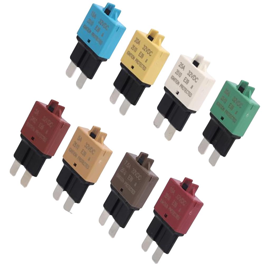 8pcs Car Pack Circuit Breaker Blade Manual Reset Fuse 3A 5A 7.5A 10A 15A 20A 25A 30A Mixed For Marine Boat RV Truck Cars