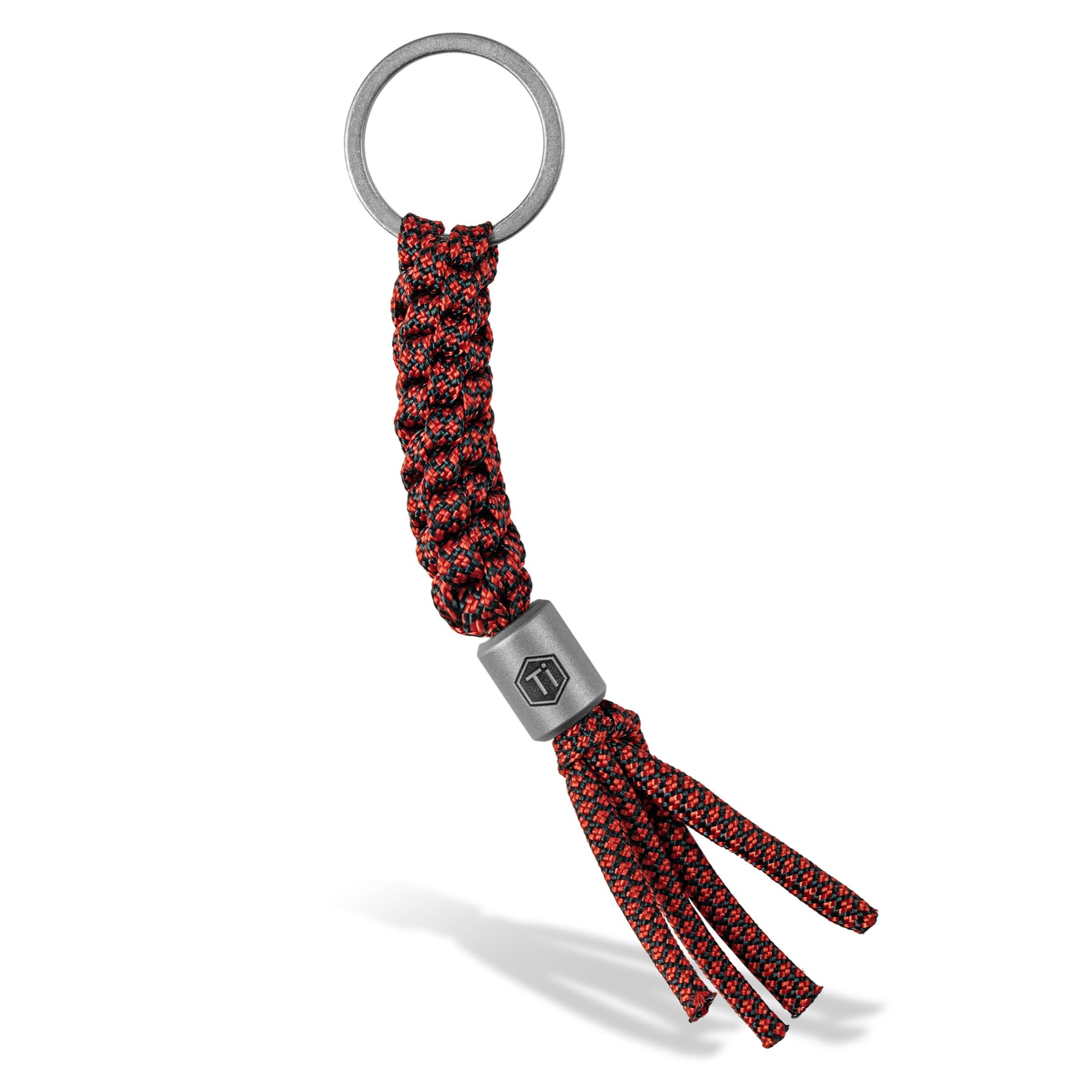 

KC02 Плетеный паракорд 550 паракорд с титановыми бусинами и ключом Идеально подходит для складного 1 шт. [KeyUnity] Брелок для ключей, 2-цветное кольцо, Ножи, Легкий,