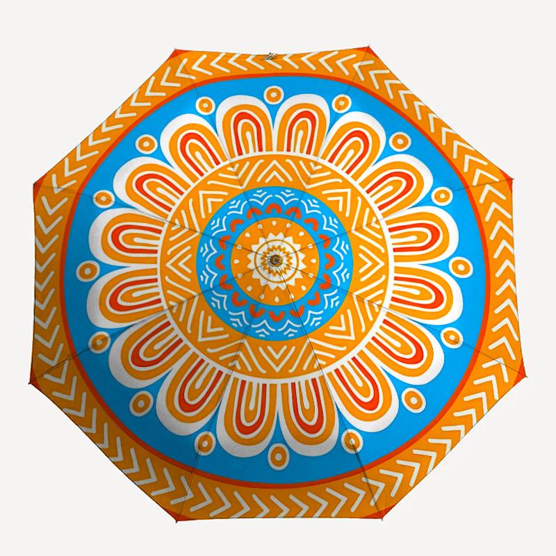 1pc Mandala Automatic Open/close Folding Umbrella, Compact Portable Travel Umbrella, Durable Construction Yy251230100