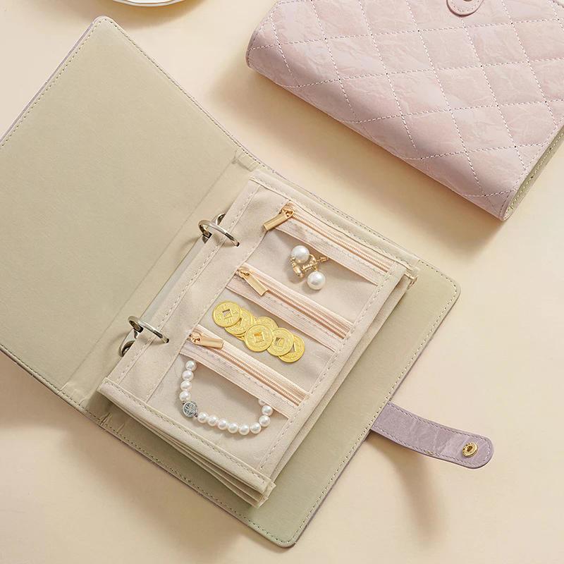Stylish PU leather Jewelry Box, Portable Velvet Pouch with Clear Zipper, Ideal Women's Gift 1PC