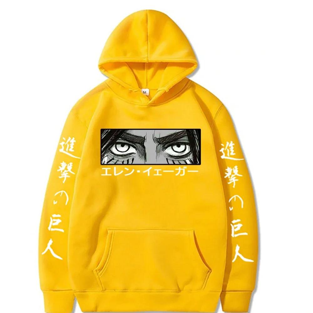 Autumn Winter Japan Anime Attack on Titan Hoodies Pullover Women Men Eren Yeager Eyes Long Sleeve Oversize Hoodies