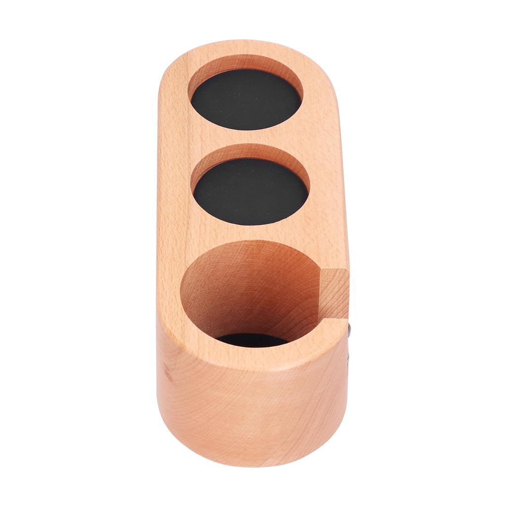 3Hole Coffee Portafilter Holder Wooden Tamper Stand Coffee Tamping Station with NonSlip Mat
