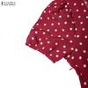 ZANZEA Women Square Collar Casual Short Sleeve Elegant Polka Dot Dress