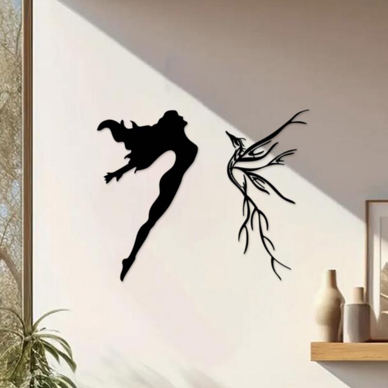 Flying Girl Metal Wall Art Abstract style Wall Decoration for Indoor Outdoor Home Terrace Balcony Living Room Not easy to break