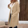 Women's Lapel Long Sleeve Mid-Length Woolen Coat Loose Fit Casual Fall Winter Blazer Jacket