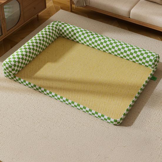Dog Cooling Mat Summer Cat Bed with Neck Support Pillows Cool Sleeping Mat with Removable Washable Cover for Cats Puppies Small Dogs