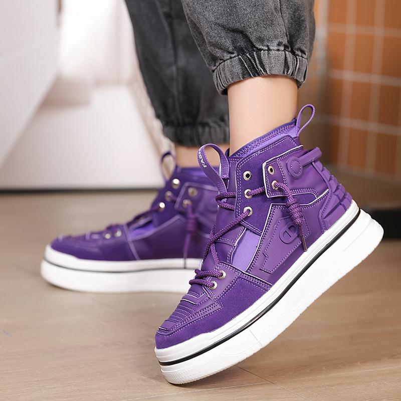 New Arrivals Harajuku Blue Men Designer Shoes Soft Leather Men's Fashion Brand Sneakers Non-slip High Top Platform Shoes For Man