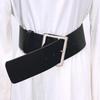 Women's Fashionable Black Square Buckle Corset Belt - Versatile Accessory for Dresses and Coats