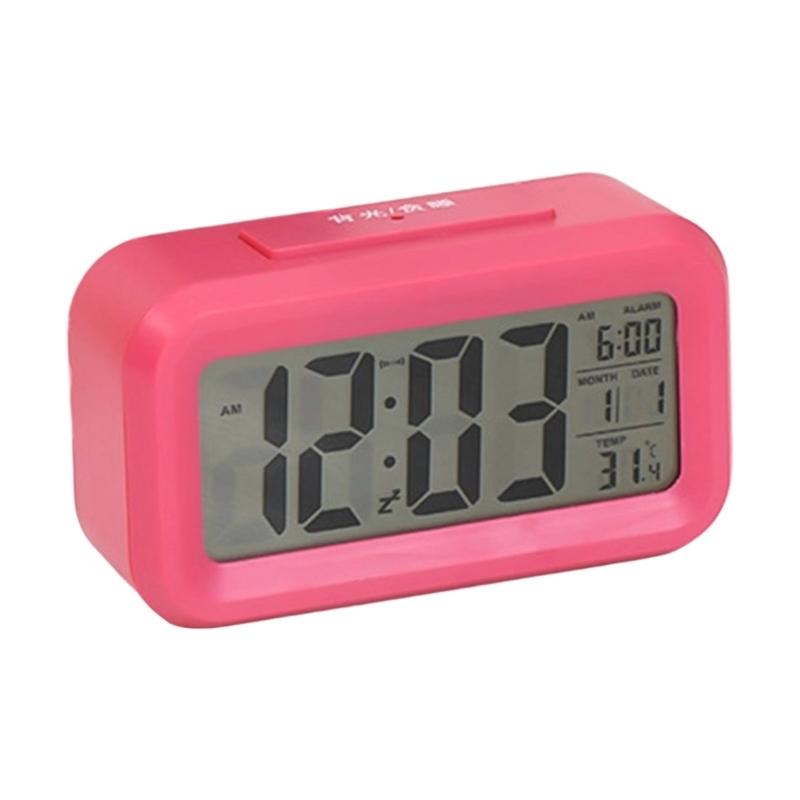 LCD Display Digital Alarm Clock Indoor Temperature Display 1 Alarm Setting 12/24Hour Format Snoozes Function Nightlight