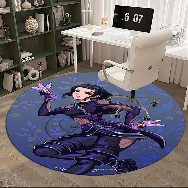 1pc Anime Design Round Carpet - Office Chair Mat with Butterfly Print, Suitable for Home Decor, Gaming Room