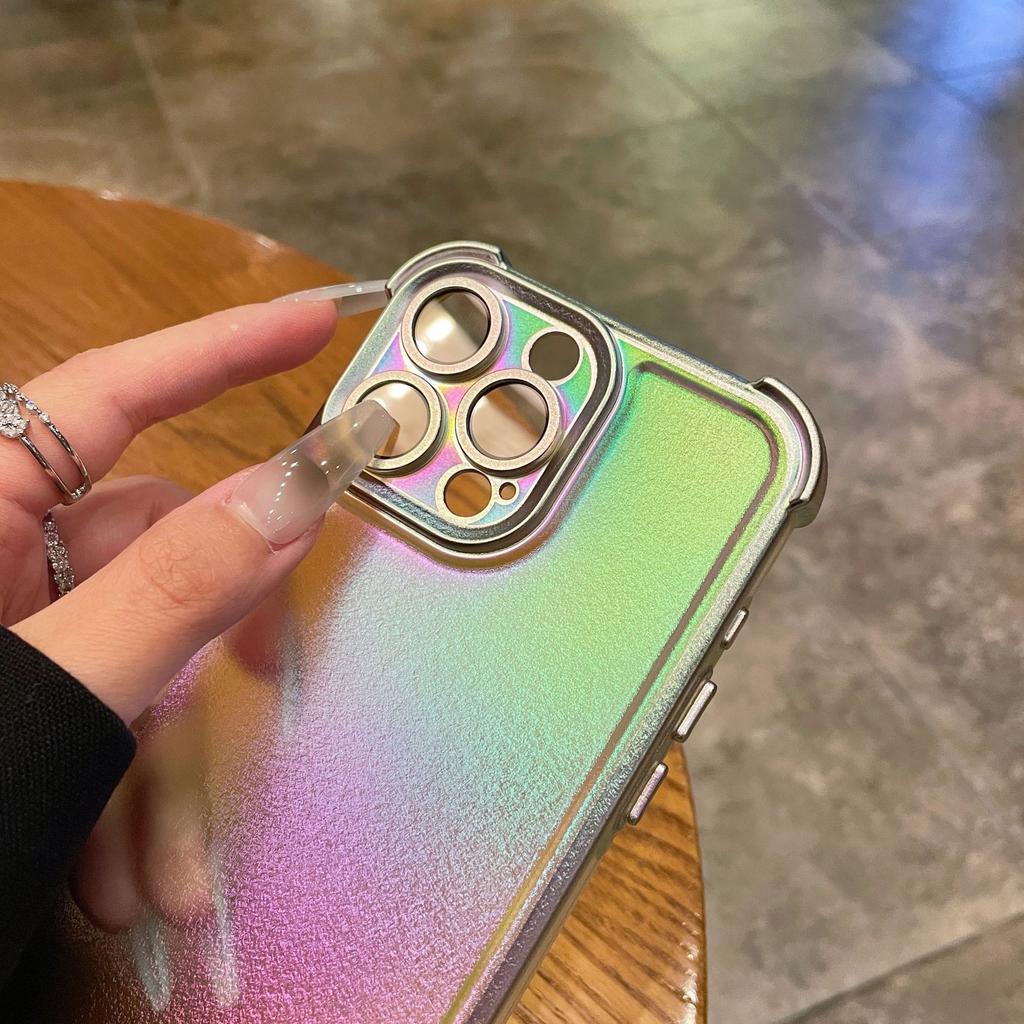 Electroplated Laser Colorful Silk Pattern Four Corners Anti-drop Space Case for iPhone17 Mobile Phone Case Apple 15/16