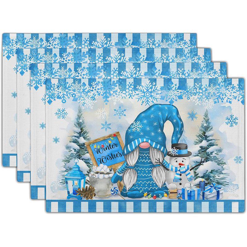 New Christmas Linen Square Placemat - Festive Party Tablecloth Decor, Beautify Coffee Table Mat.