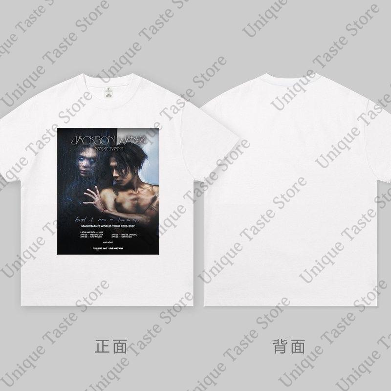 Футболка Jackson Wang MAGIC Унисекс с принтом 2 World Tour Одежда для фанатов Унисекс Женская Летняя Высококачественный Хлопок Короткий Рукав Топы S