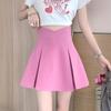 Women's Black Slim Fit A-Line Short Midi Skirt - Spring/Summer Petite Pleated Design