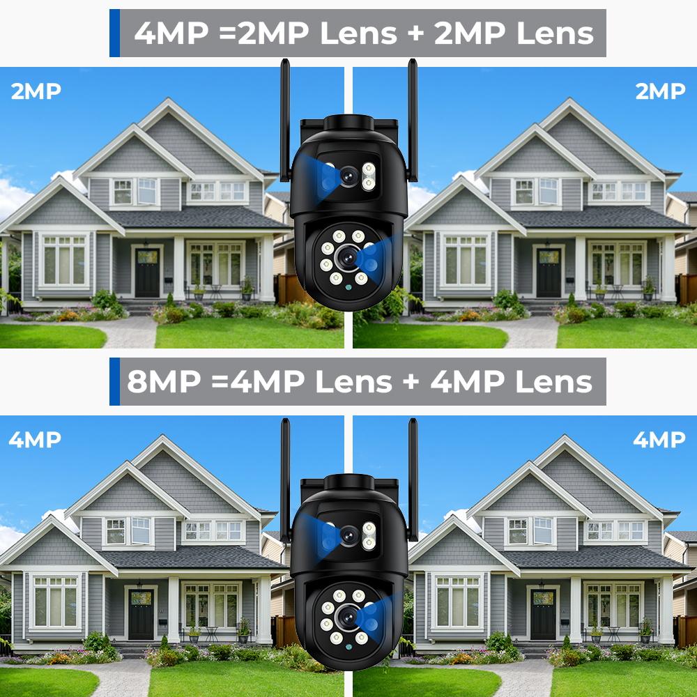 LS VISION 8MP 4K PTZ IP kamera s duálním objektivem a duálním displejem 4MP HD 4x digitální zoom automatické sledování bezdrátová venkovní dohledová kamera P6SLTIE