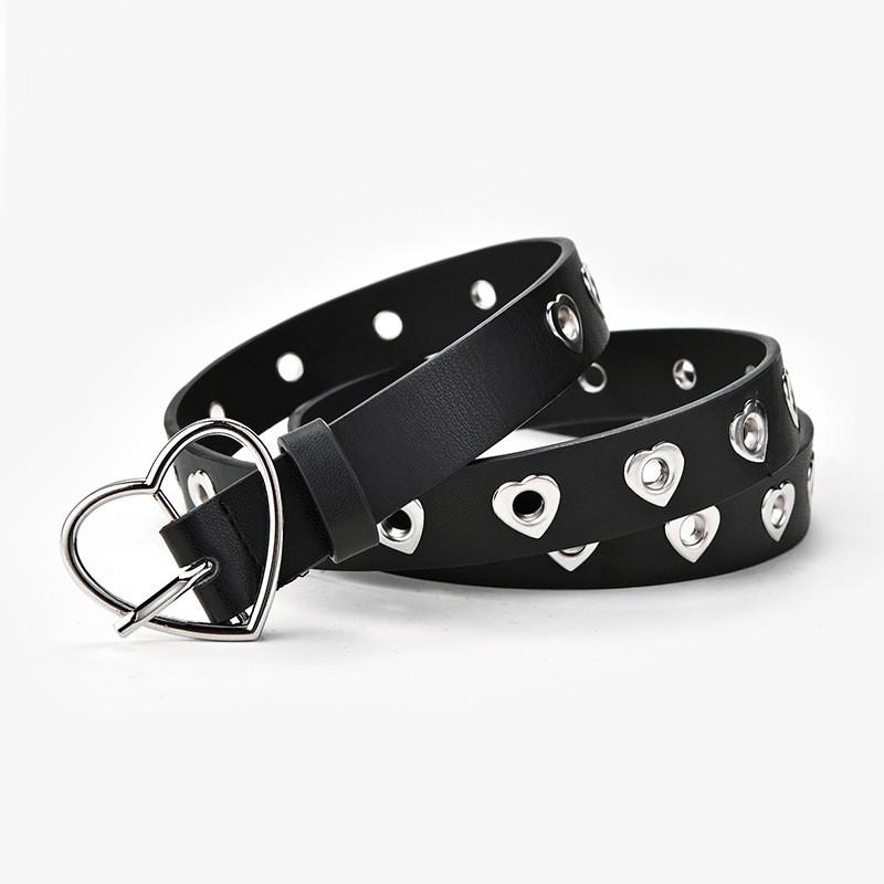 Fashionable Design Heart Decorative Womens Jeans Belt Made Of Faux Leather With Eyelet Details In Elegant Options Color