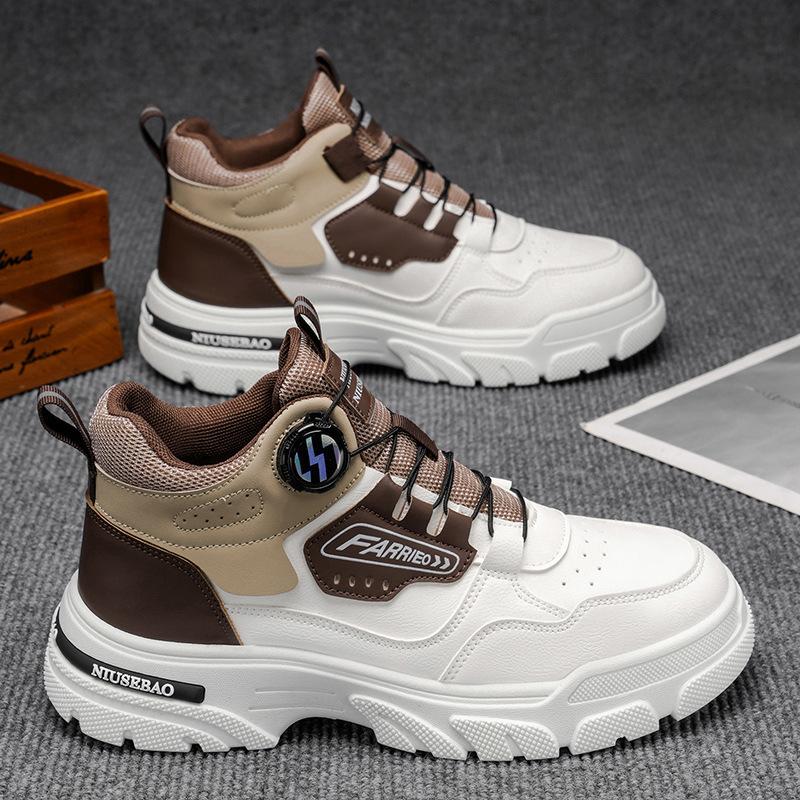 High-top Men's Shoes 2025 Autumn Casual Board Shoes Youth Knob Soft-soled Sports Martin Boots Daily Casual Men's Shoes