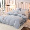 4pcs/set Korean Feather Embroidered Bed Skirt Bedding Set Female Princess Style Solid Color Double Sheet Quilt Cover Pillowcases Set