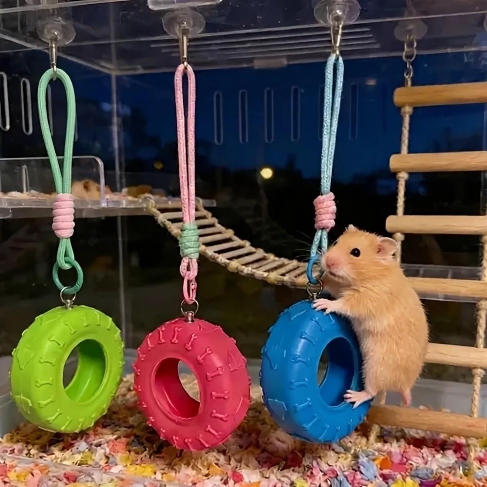 Tire-Shaped Hamsters Swing Bite Resistant Hanging Bed Hamsters Hammock Detachable Chain Small Pet Hanging Swing