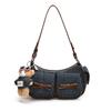 Fashion trend underarm bag women's 2025 new retro denim double pocket Boston bag shoulder messenger bag tide