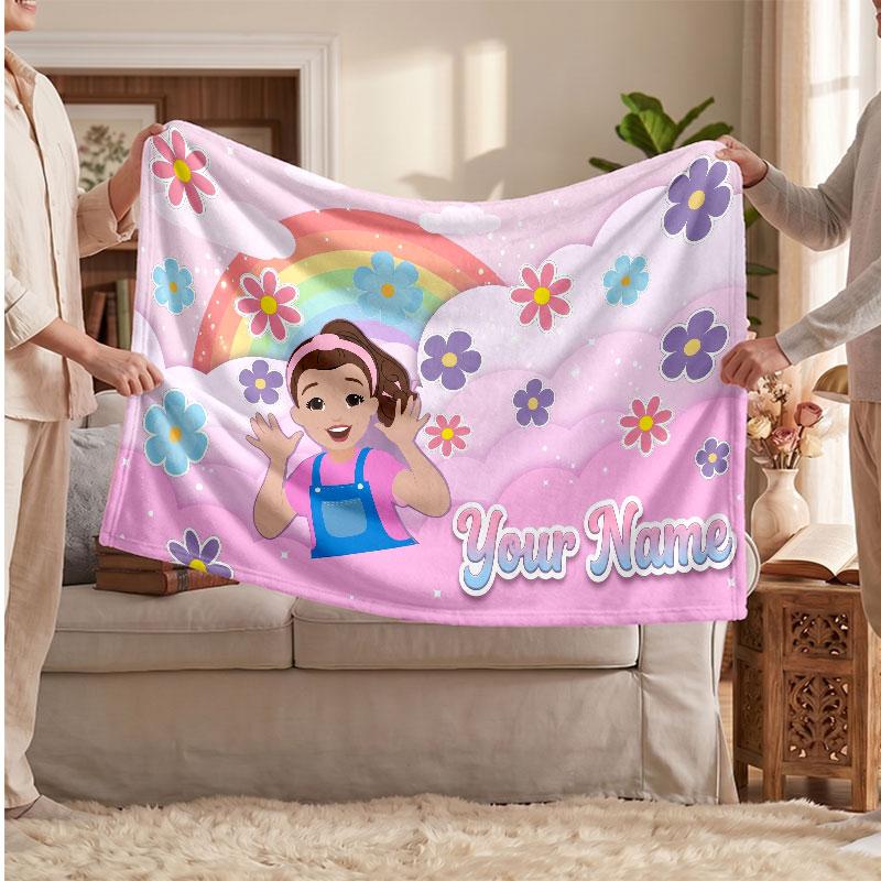Ms rachel Coperta in Flanella Personalizzata, Testo Nome Stampato Personalizzato, Coperta Calda Morbida per Divano Letto