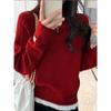 Gentle Design Style Candy Color Round Neck Pullover Sweater Women's Soft Waxy Round Neck Loose Thick Warm Top Trendy Girl