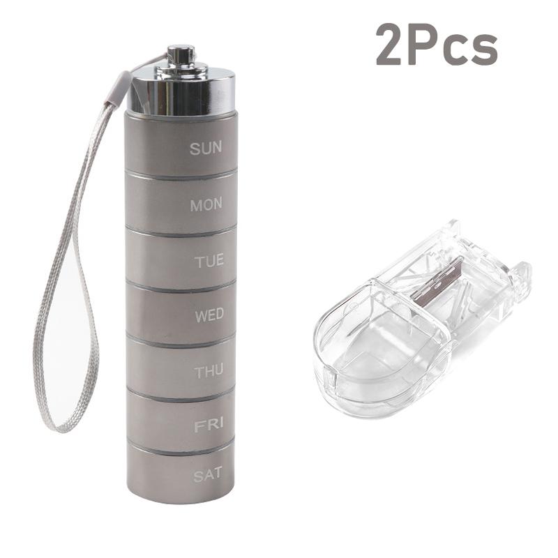 Portable Waterproof Pill Box Weekly Large Aluminum Case Container BPA Free 7 Day Daily Medicine Organizer Holder for Vitamin