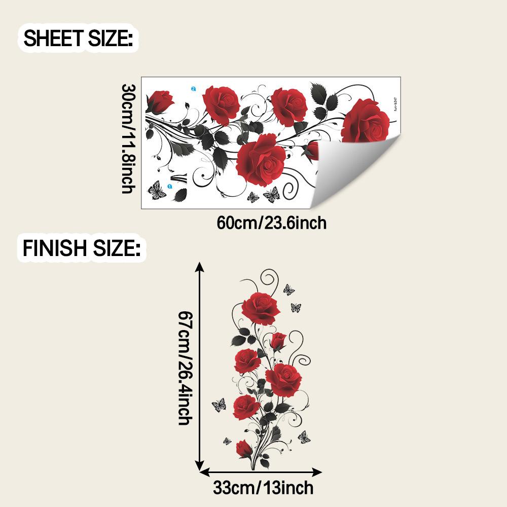 

Прості виноградні троянди та метелики ванної кімнати домашнього фону наклейки на стіну