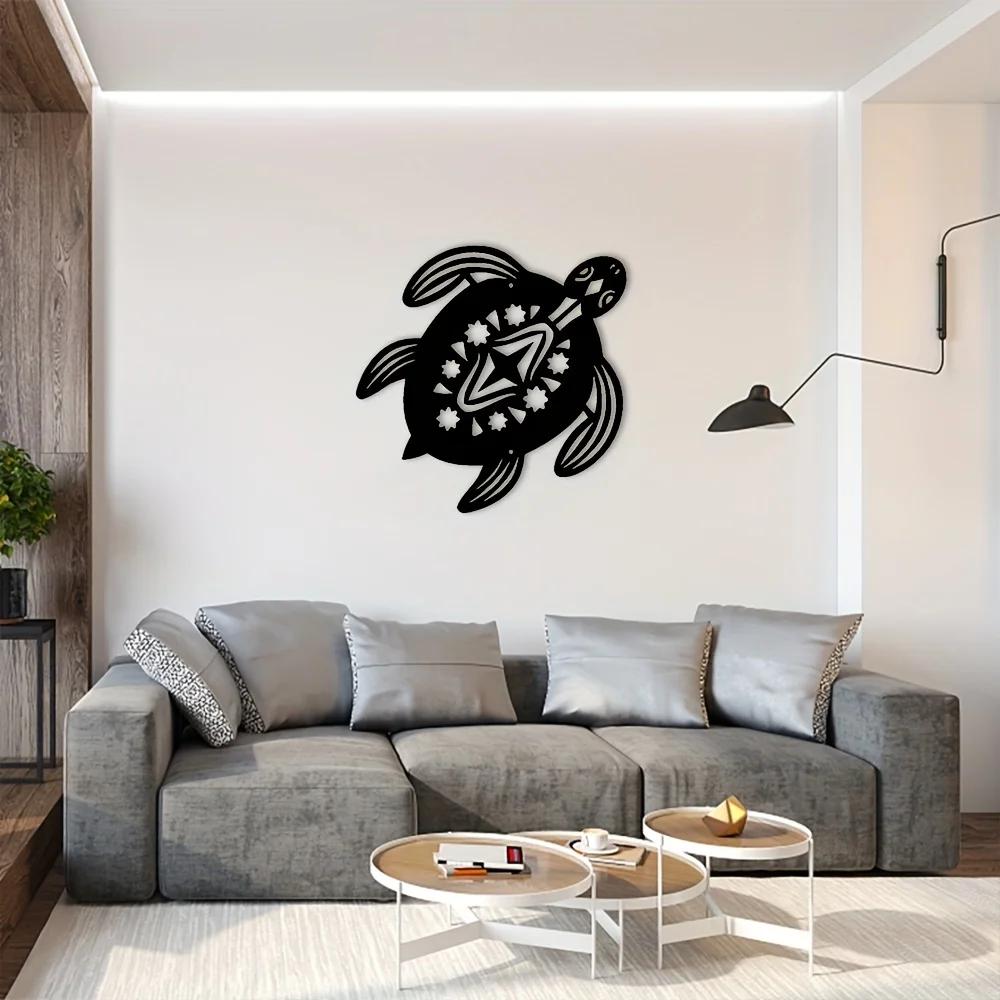 Coastal Baby Turtle Ocean Beach Metal Wall Art – Elegant Iron Art Silhouette, Stylish Interior Decoration & Home Wall Hangings