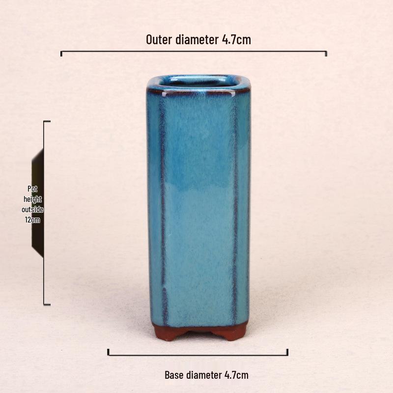 Ceramic Miniature Hand-Shaped Purple Clay Succulent Pot with Blue Glaze - Small Flower Pot for Balcony Seedlings