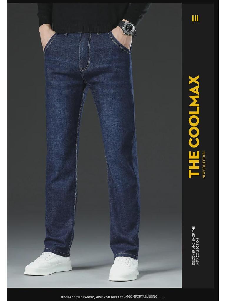 Jeans da Uomo Invernali a Vita Alta Larghi Dritti in Velluto - Pantaloni Comodi di Qualità per Papà di Mezza Età