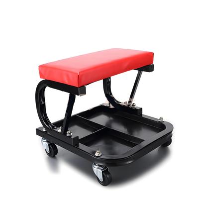 Square Mechanic Stool with Drawer and Tool Tray - Multifunctional U-Shaped Auto Repair Creeper Stool