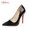 Móda Aphixta Nové 4,72palcové super vysoké jehlové podpatky lakovaná kůže dámské lodičky barevné oficiální boty se špičatou špičkou plus velká velikost 49 50
