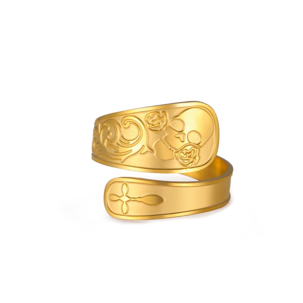 Corroded Skull Rose Stainless Steel Open Ring Fashion Punk Jewelry Accessories Gift