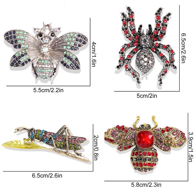 1Pc Alloy Gift Corsage Literary Wind Diamond Inlaid Exquisite Insect Brooch Safety Pin Colorful