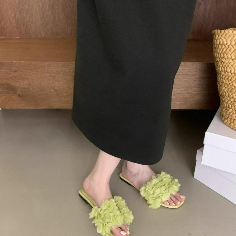 Women's Flower Flat Slippers Casual Comfortable Elegant Women's Sandals Summer Dress Outdoor Light Slippers